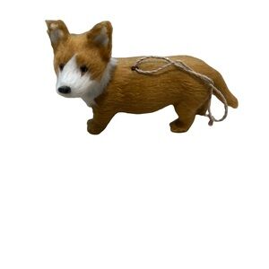 Corgi Dog faux Fur Brown & White Christmas Ornament